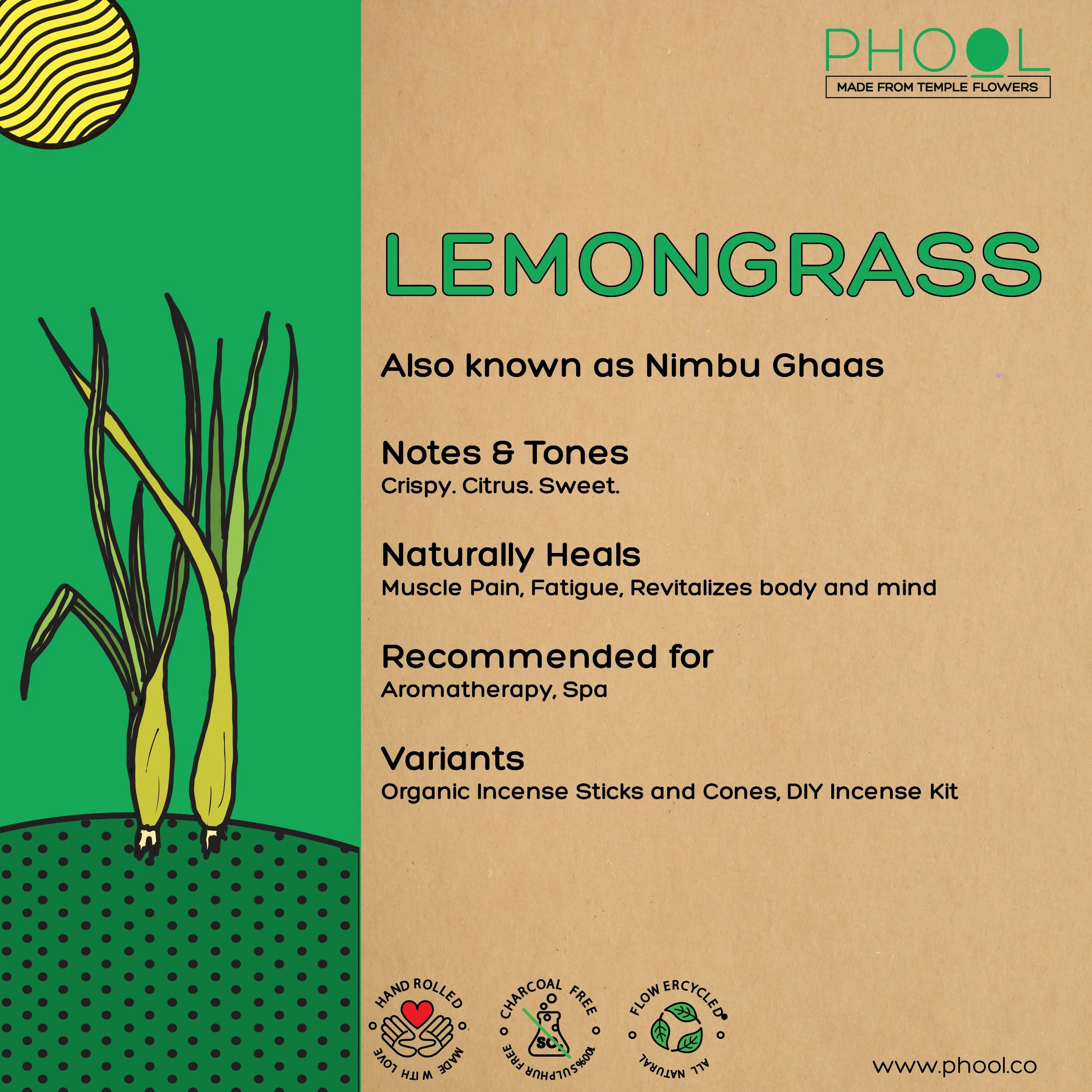 Phool Natural Incense Cones - Lemongrass - Image 5
