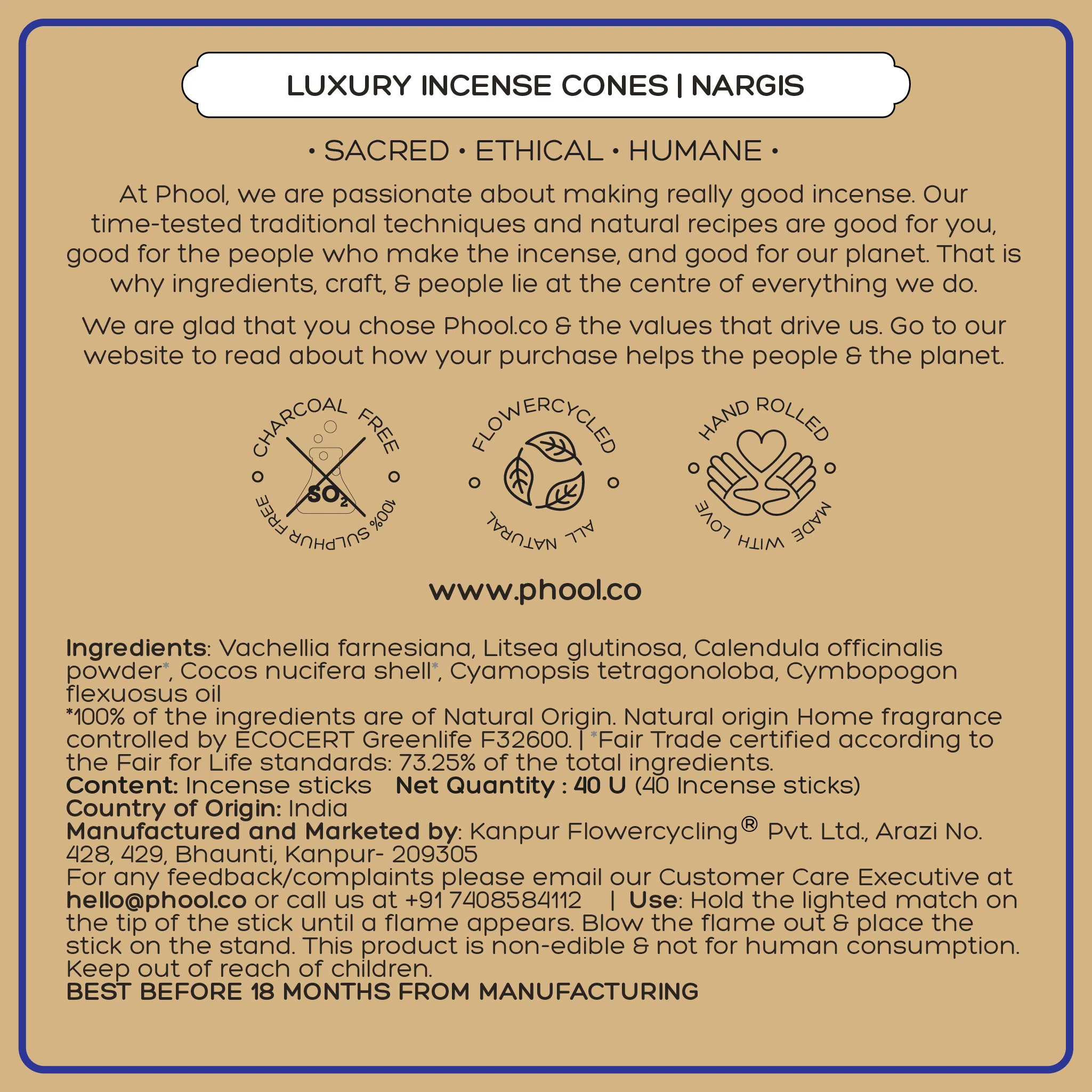 Phool Natural Incense Cones - Nargis - Image 5