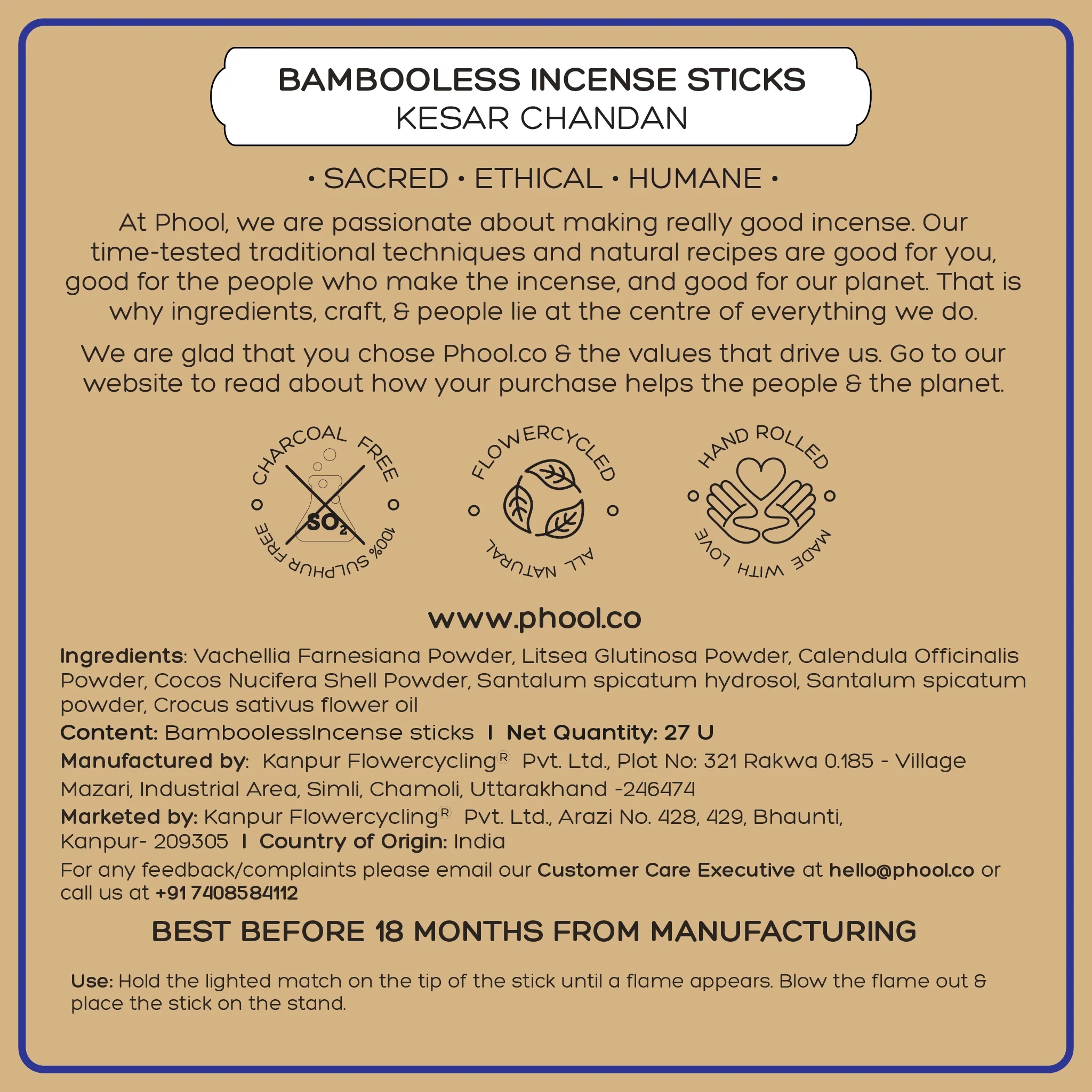 Phool Badrinath Kesar Chandan Bambooless Incense Sticks - Image 4