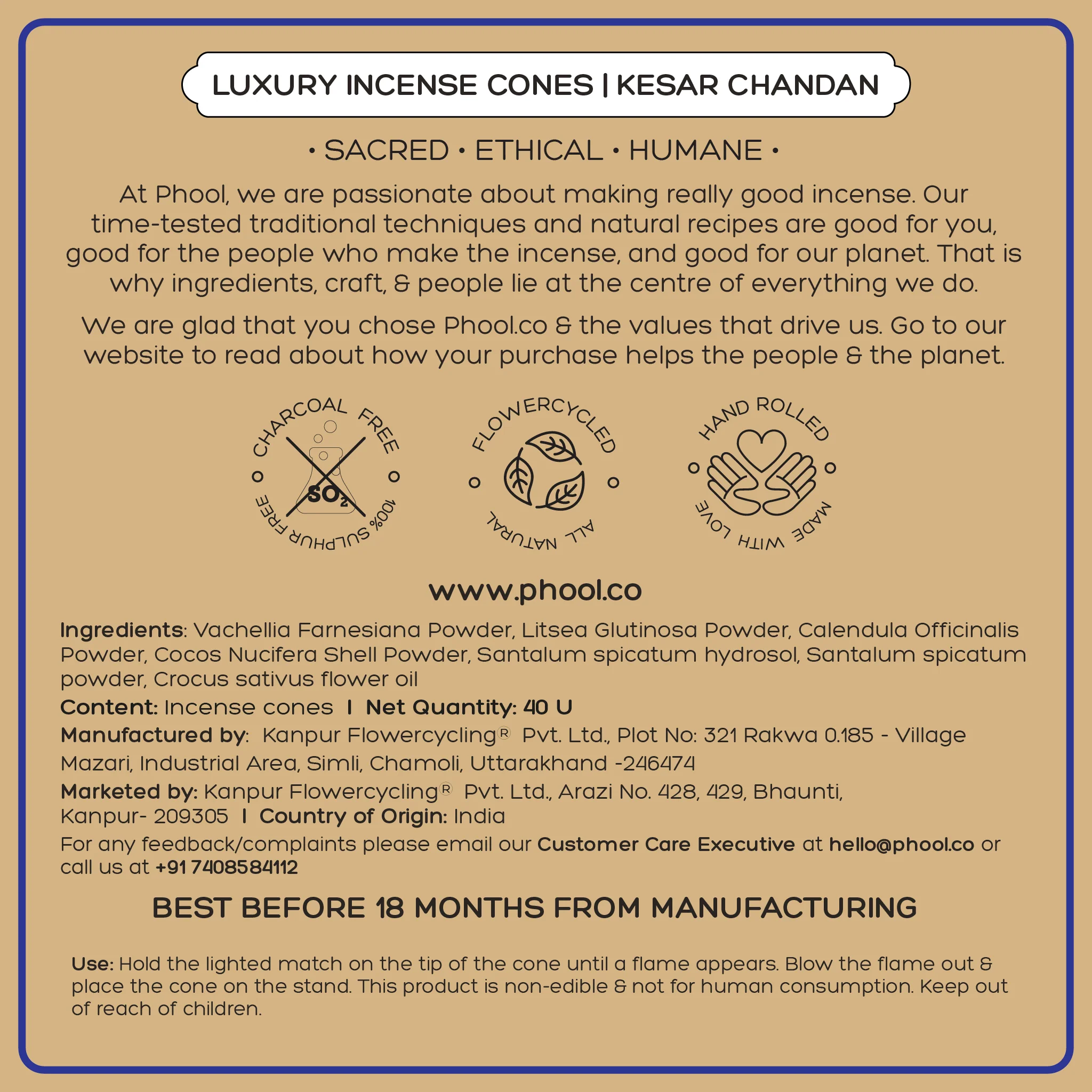 Phool Badrinath Kesar Chandan Incense Cones - Image 4