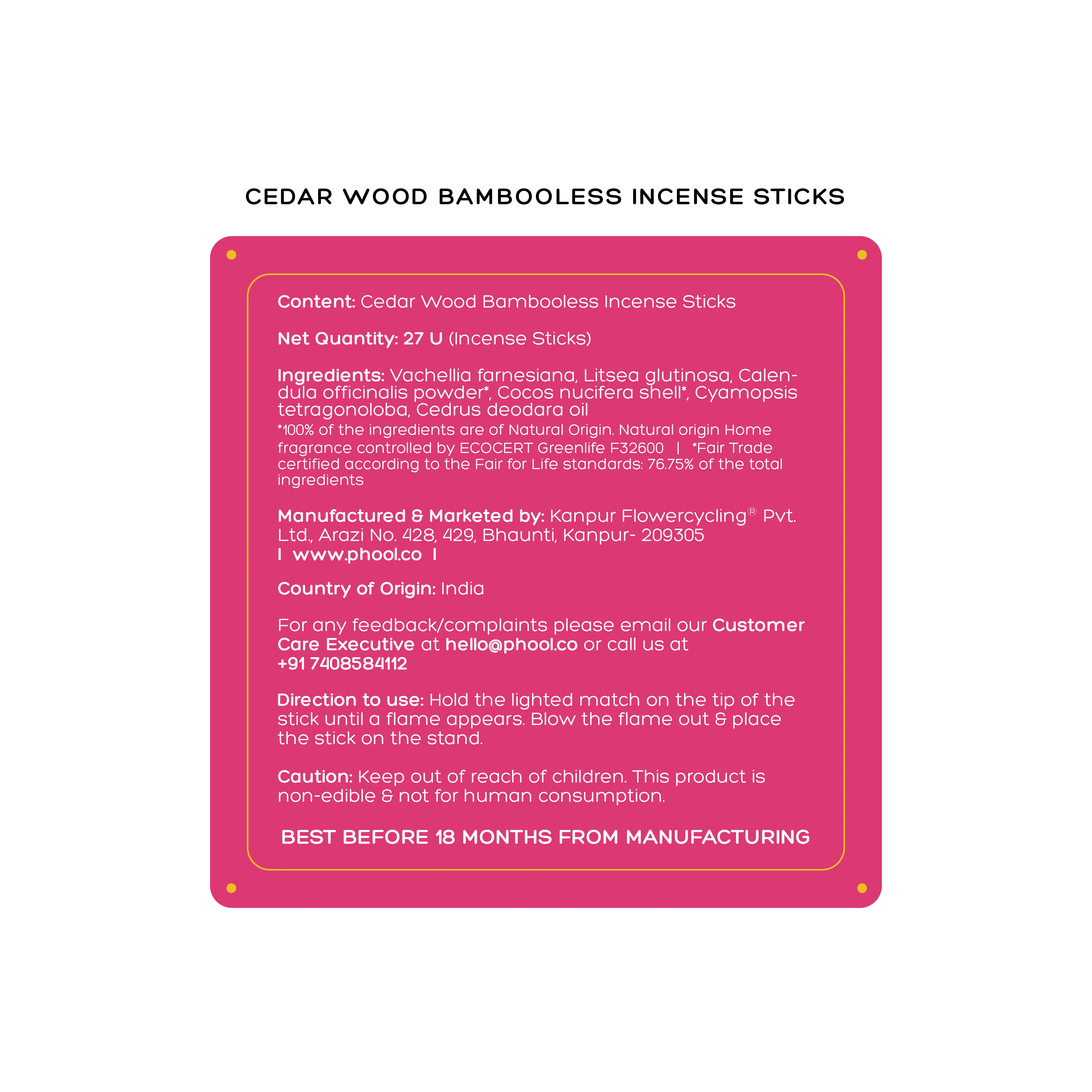 Phool Bambooless Incense Sticks - Cedar Wood - Image 5