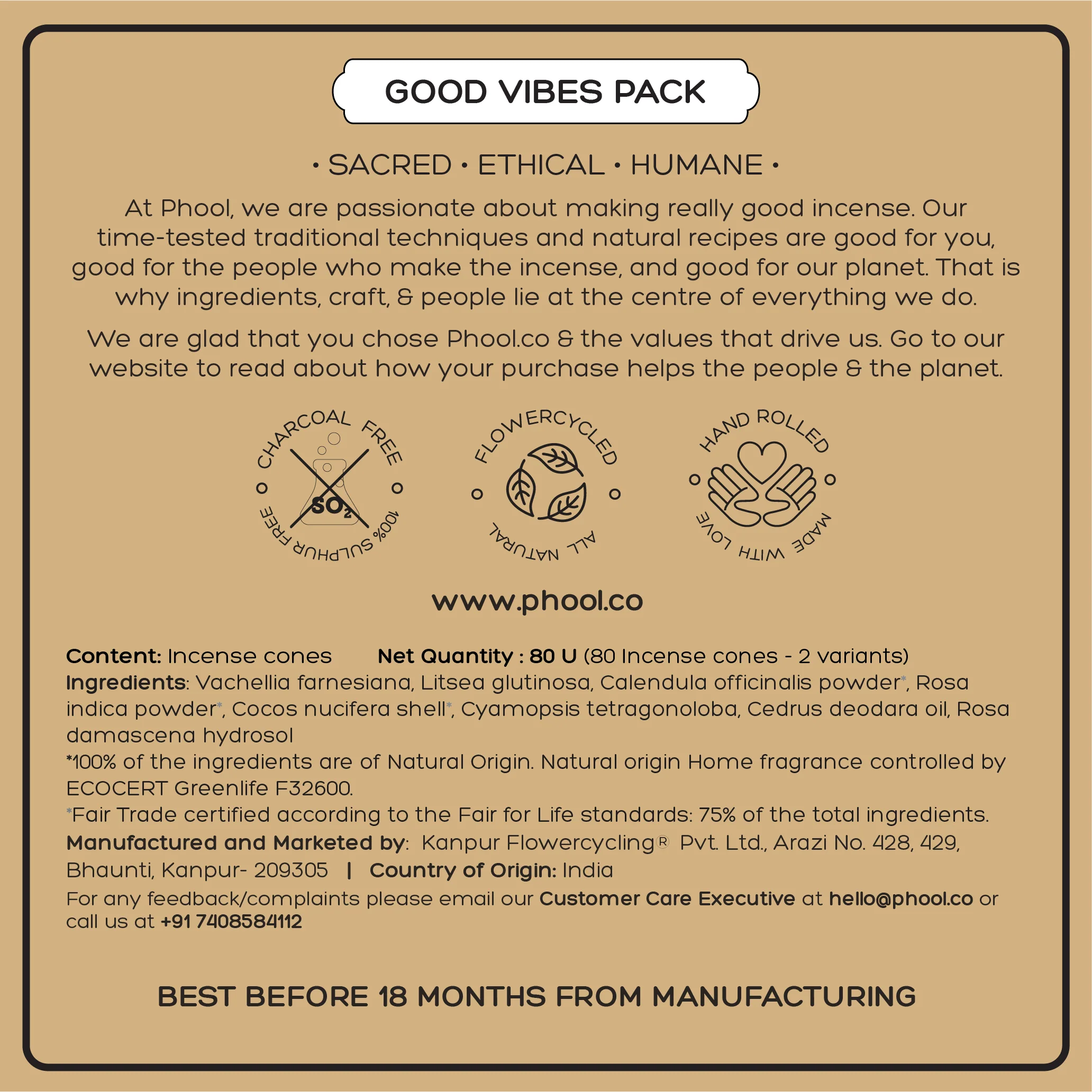 Phool Goodvibes Pack - Natural Incense Cones (Indian Rose & White Cedar) - Image 5