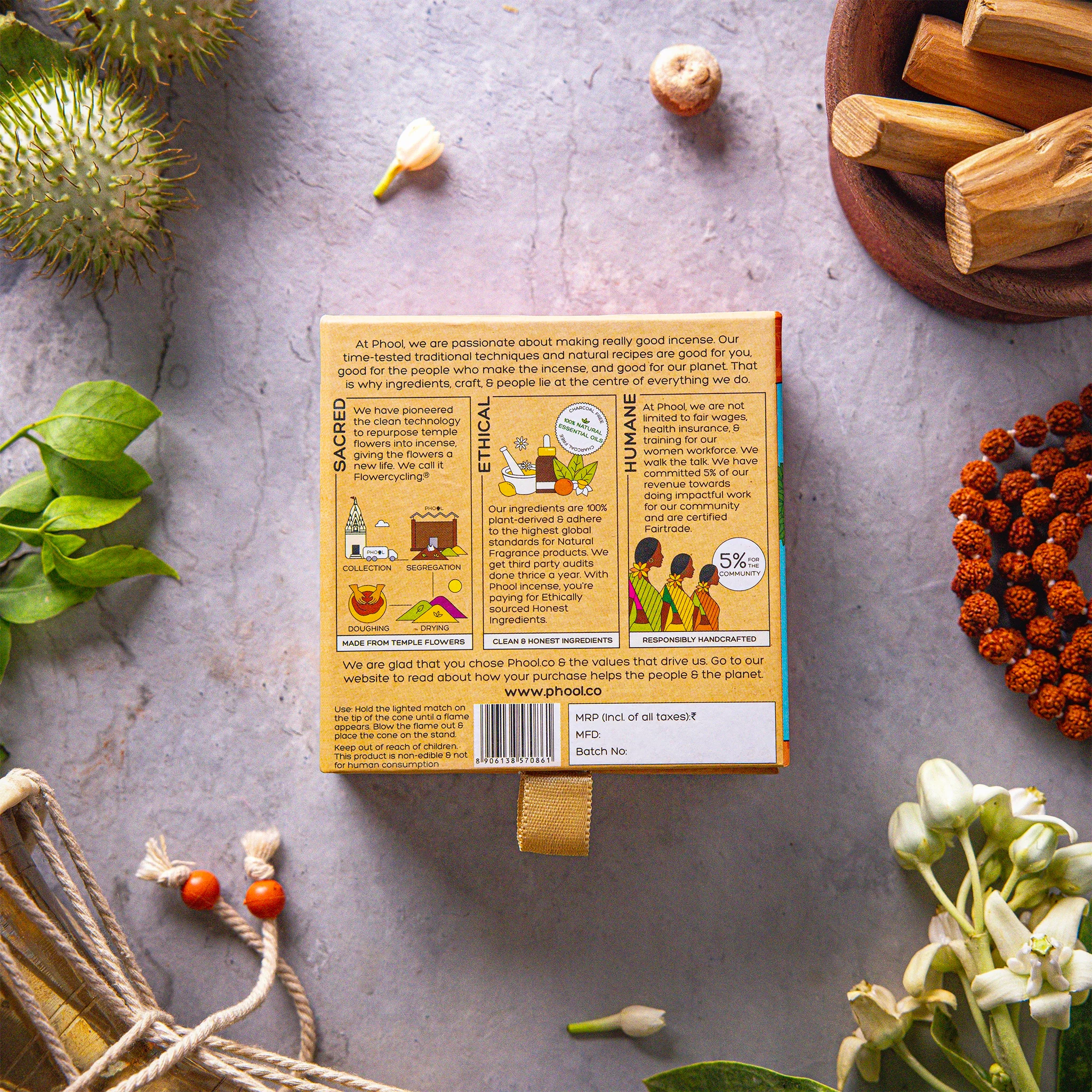 Phool  KVT Sandalwood Incense Cones - Image 3