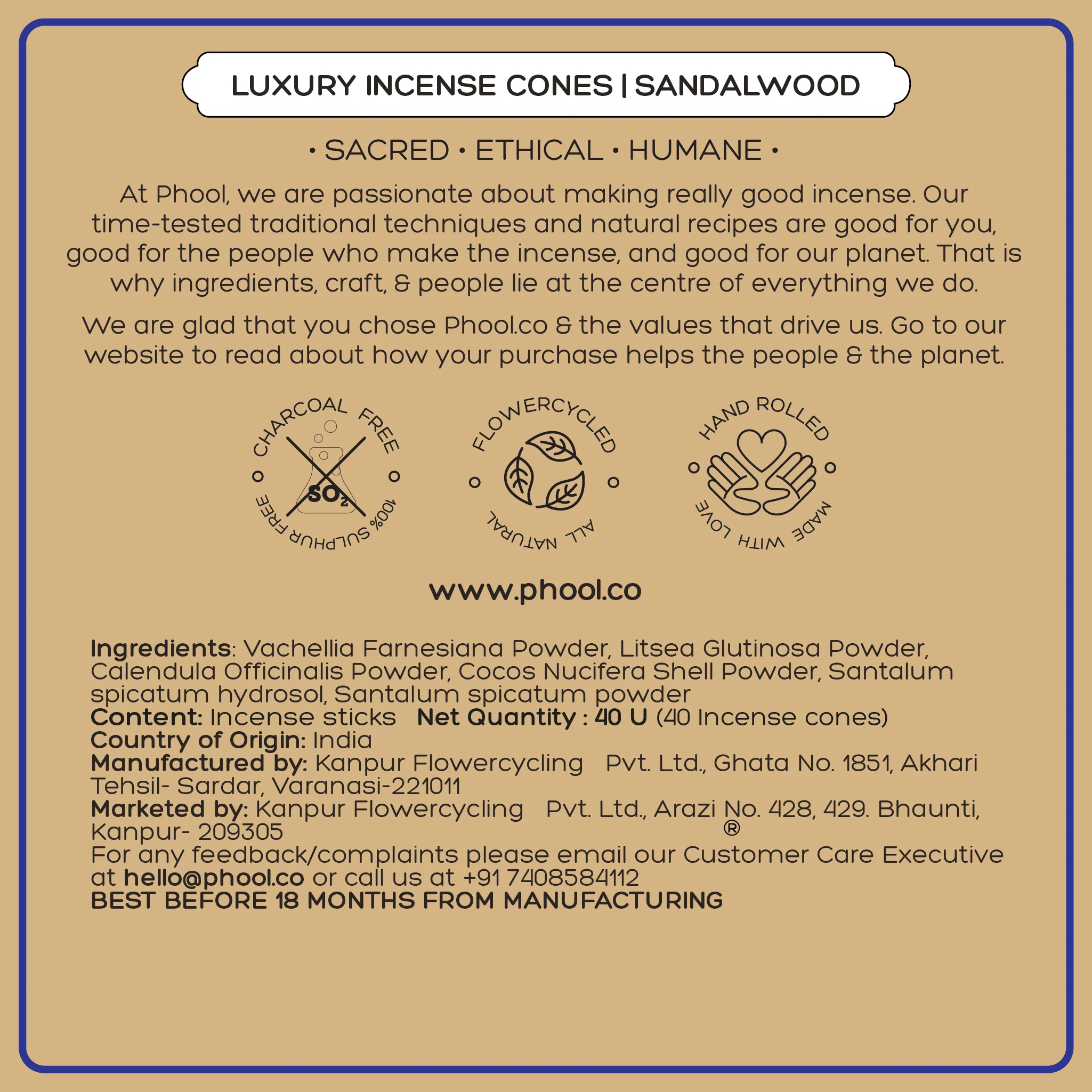 Phool  KVT Sandalwood Incense Cones - Image 5