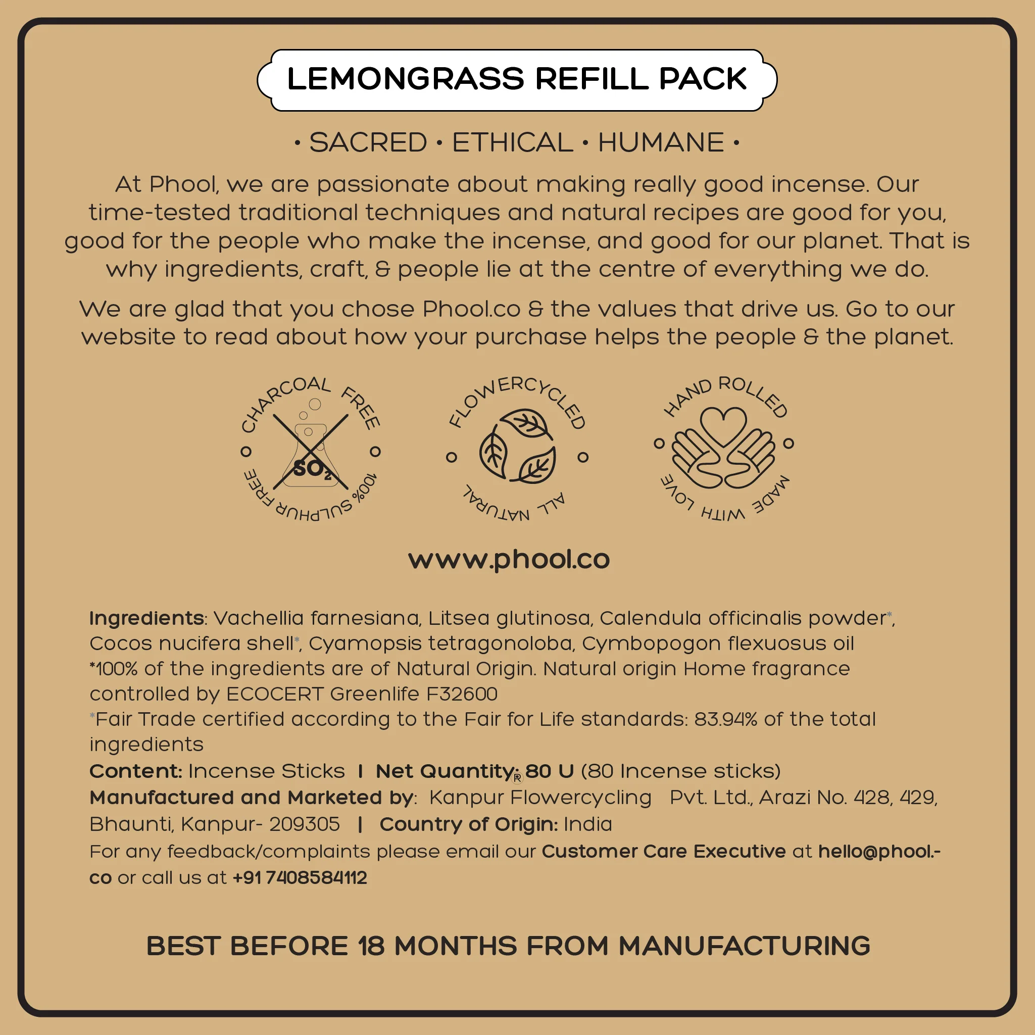 Phool Natural Incense Sticks Refill pack - Lemongrass - Image 3