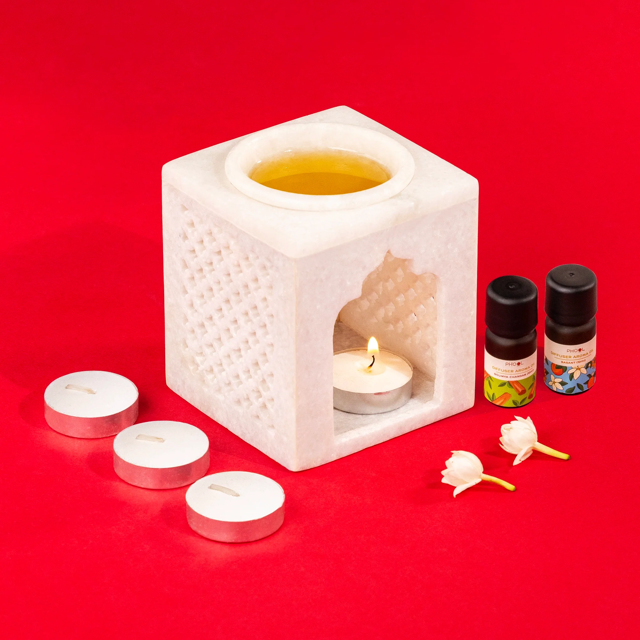 Phool Marble Jali Aroma Oil Burner - Image 3