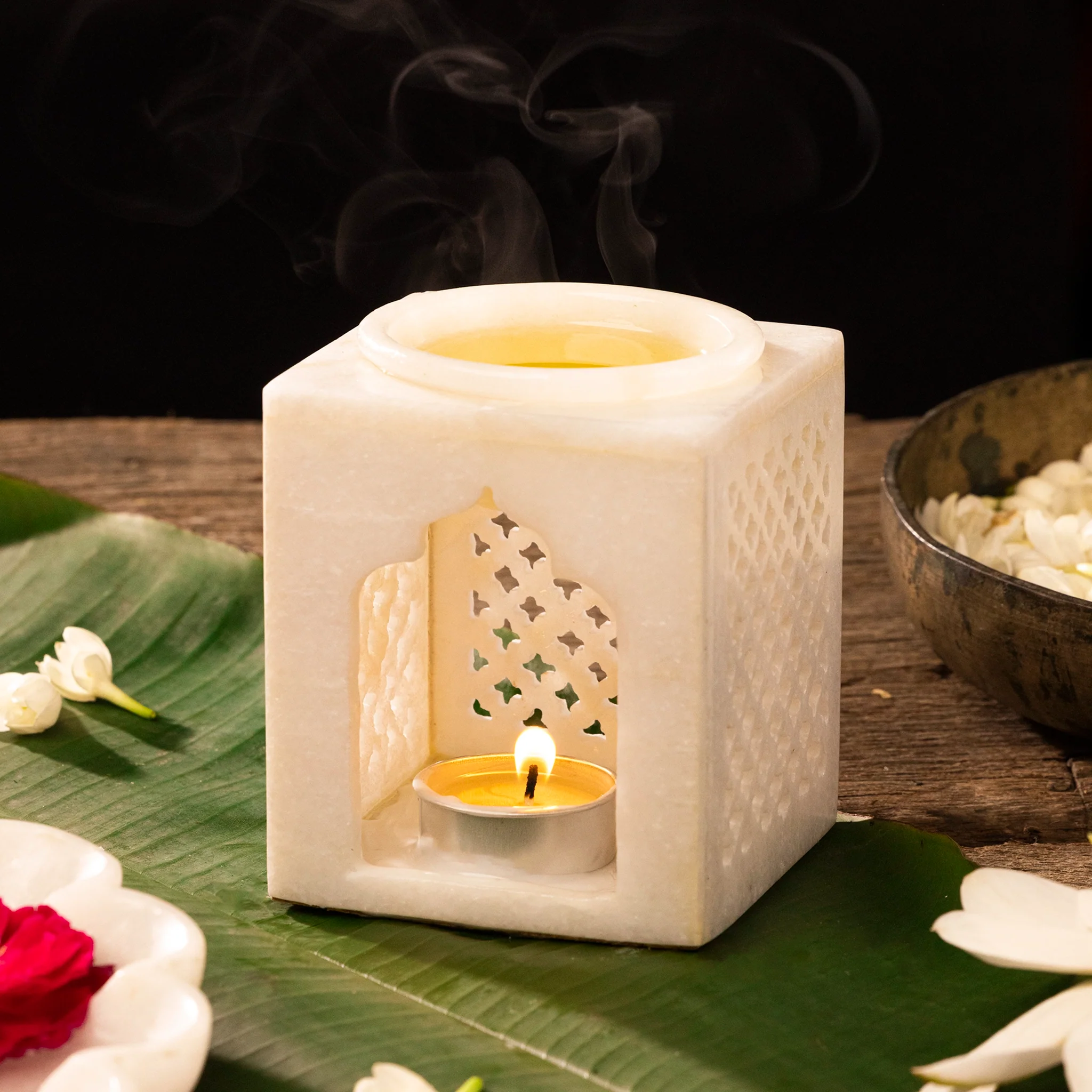 Phool Marble Jali Aroma Oil Burner - Image 5