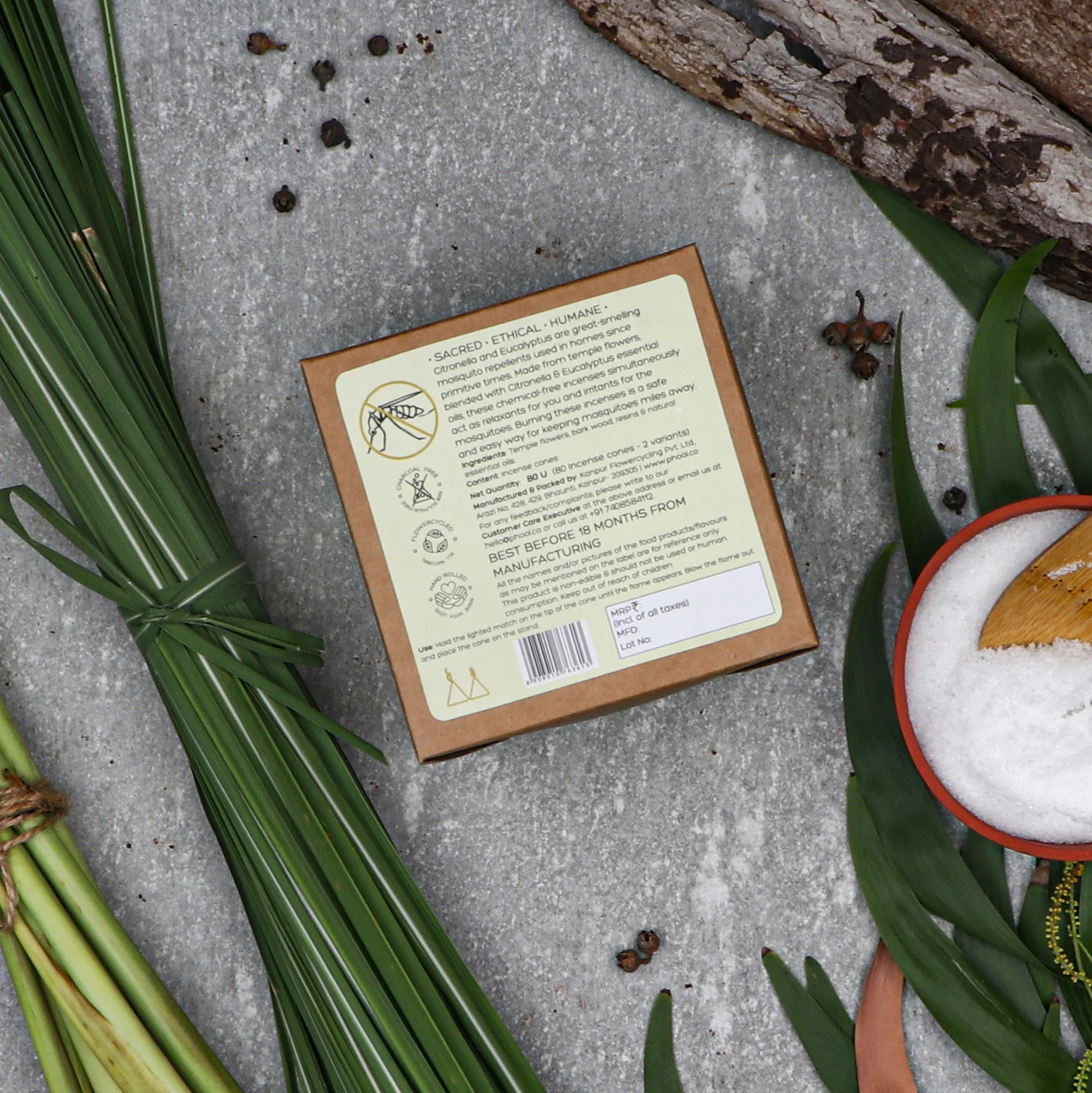 Phool Mosquito Repellent Pack - Natural Incense Cones (Citronella & Eucalyptus) - Image 4