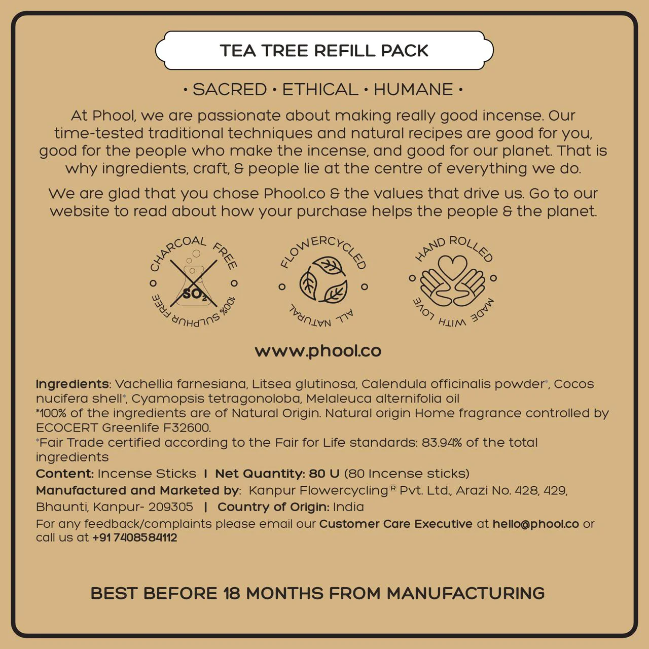 Phool Natural Incense Sticks Refill pack - Tea Tree - Image 3