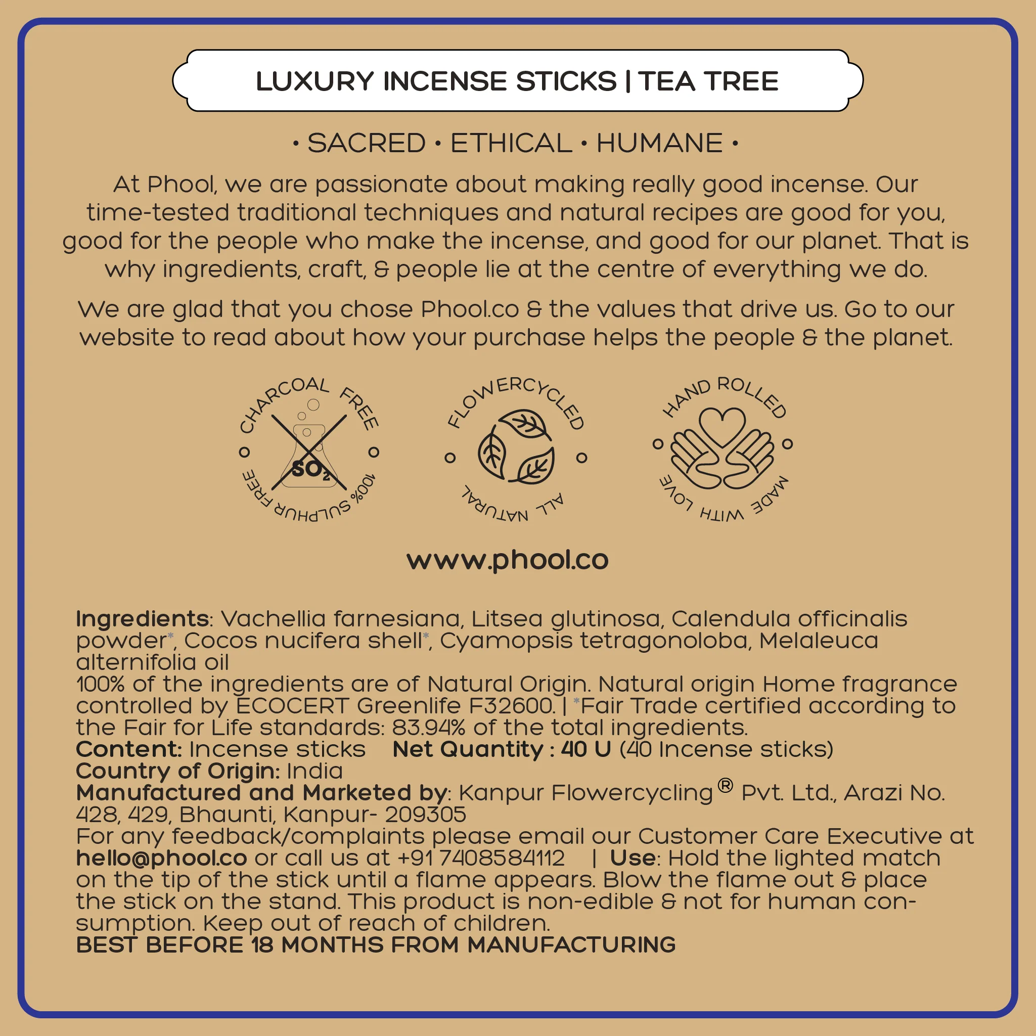 Phool Natural Incense Sticks - Tea Tree - Image 5