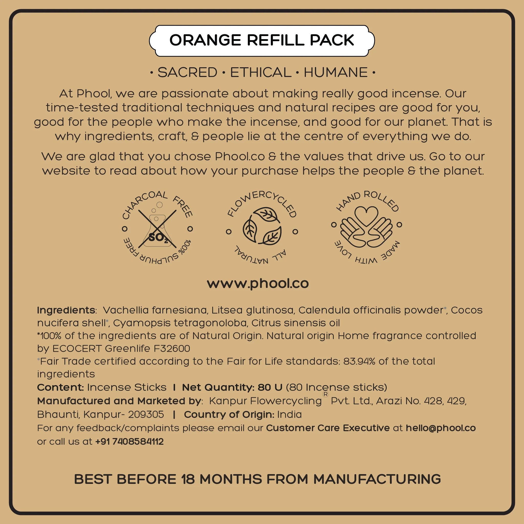 Phool Natural Incense Sticks Refill pack - Orange - Image 4