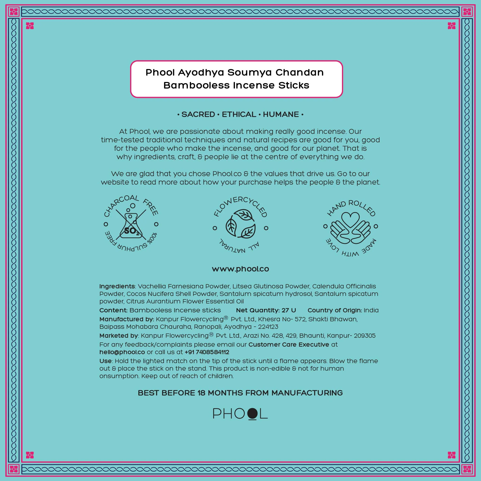 Phool Ayodhya Soumya Chandan Bambooless Incense Sticks - Image 4